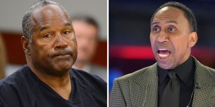 NFL Hall of Famer O.J. Simpson, left, and sports commentator Stephen A. Smith.