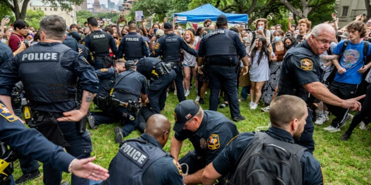 Students are arrested during an anti-Israel demonstration at the University of Texas at Austin on Wednesday in Austin, Texas.