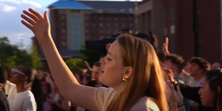 Students attend the Campus Community event Wednesday at Liberty University in Lynchburg, Virginia.