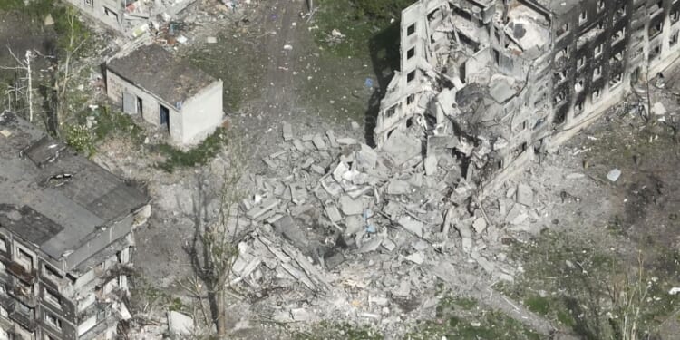 Drone footage shows destruction in Chasiv Yar, an eastern Ukrainian city Russia is assaulting