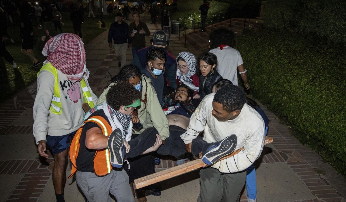 Protest at UCLA becomes violent; police in riot gear separate groups