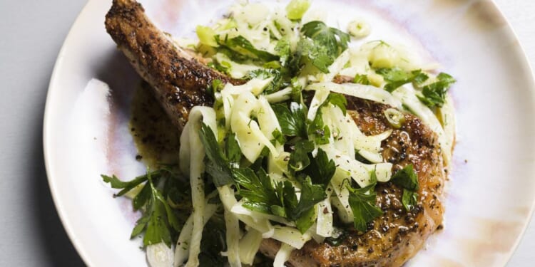 RECIPE: Seared pork chops with fennel and herb salad