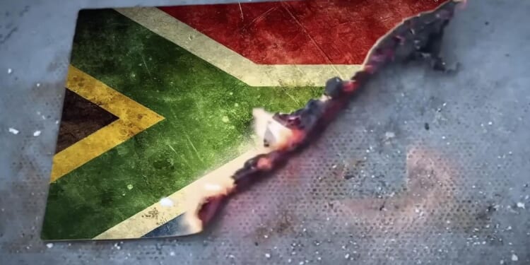 South African party's campaign ad showing a burning flag is called treason by the president