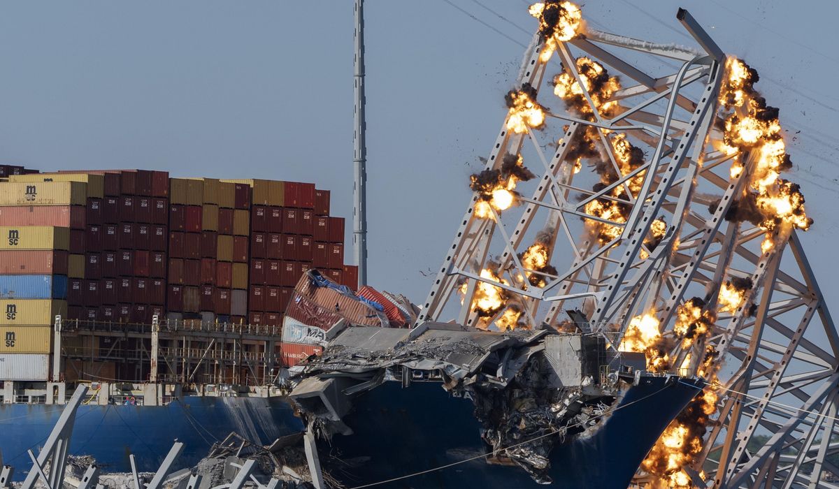 Largest remaining steel span of collapsed Baltimore bridge comes down in controlled demolition