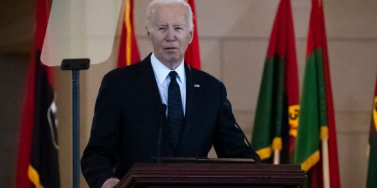 President Joe Biden speaks at a Holocaust remembrance ceremony at the U.S. Capitol in Washington, D.C., on Tuesday.