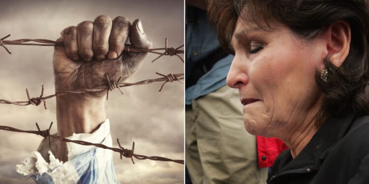 Pro-life advocate Eva Edl, right, is seen at a 2005 demonstration protesting the starvation of Terri Schiavo. The survivor of a WWII-era death camp as a child, Edl has spent decades protesting outside U.S. abortion clinics. Now the Biden administration is poised to send the 88-year-old to prison for one such protest.