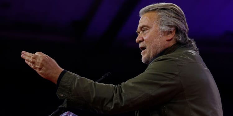 Steve Bannon, former advisor to former President Donald Trump, speaks at the Conservative Political Action Conference (CPAC) at the Gaylord National Resort Hotel And Convention Center on February 24, 2024 in National Harbor, Maryland.