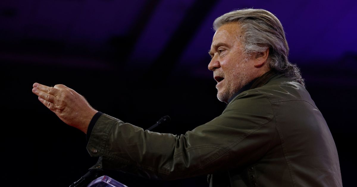 Steve Bannon, former advisor to former President Donald Trump, speaks at the Conservative Political Action Conference (CPAC) at the Gaylord National Resort Hotel And Convention Center on February 24, 2024 in National Harbor, Maryland.