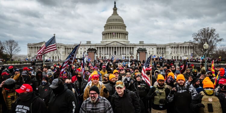 Protesters gathered outside of the Capitol in Washington on Jan. 6, 2021.