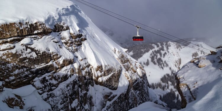 Snow-covered Teton Mountains at Jackson Hole Resort are seen in a 2022 file photo.