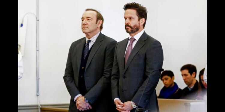 Actor Kevin Spacey at his arraignment on sexual assault charges in Nantucket, Massachusetts, in 2019.