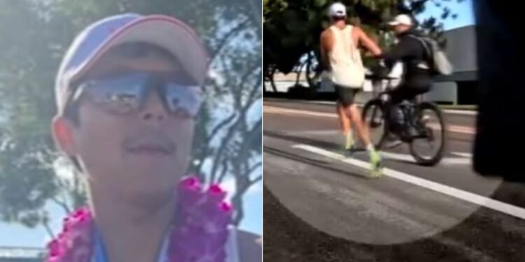 Esteban Prado, left, won the Orange County Marathon on Saturday, but he was later disqualified after it was discovered he had taken water from his father, right, during the race and not a sanctioned hydration station.