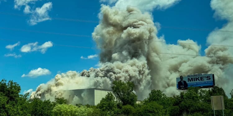 A firework warehouse facility in Boonville, Missouri caught fire on Monday.