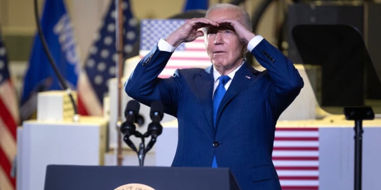 U.S. President Joe Biden arrives for an event at Gateway Technical College’s iMet Center on May 8, 2024 in Sturtevant, Wisconsin.