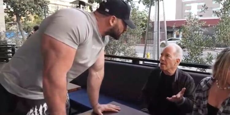 A man is confronted by YouTuber Bradley Martyn at a Los Angeles restaurant.