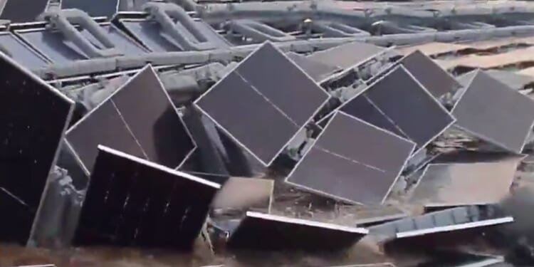 This X screen shot shows the damage done to Omkareshwar Dam in India after a storm.