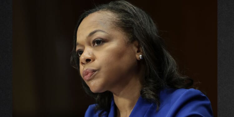 U.S. Assistant Attorney General Kristen Clarke testifies before the Senate Judiciary Committee on March 8, 2022, in Washington, D.C.