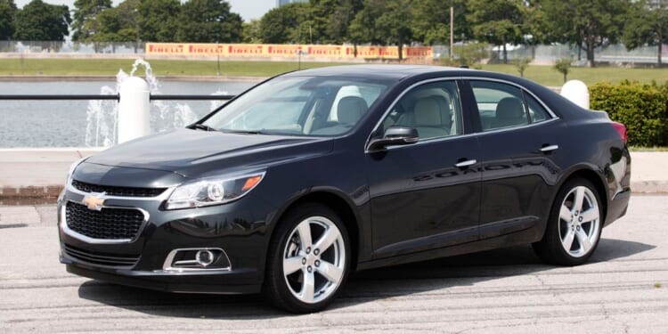 The redesigned 2014 Chevrolet Malibu is shown after it's introduction to the media at a press conference on Belle Isle May 31, 2013 in Detroit, Michigan.