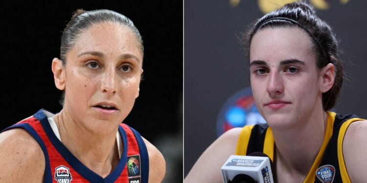 WNBA Star Diana Taurasi, left, has called fans "sensitive" after she received backlash for comments she made about Caitlin Clark, right, entering the WNBA.