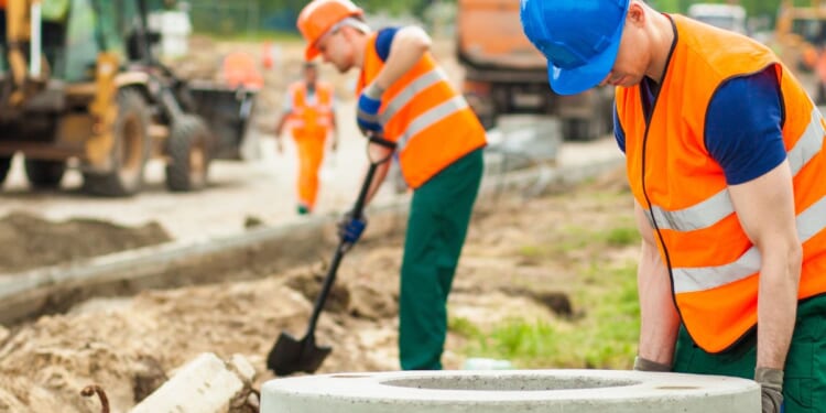 a stock photo of road workers