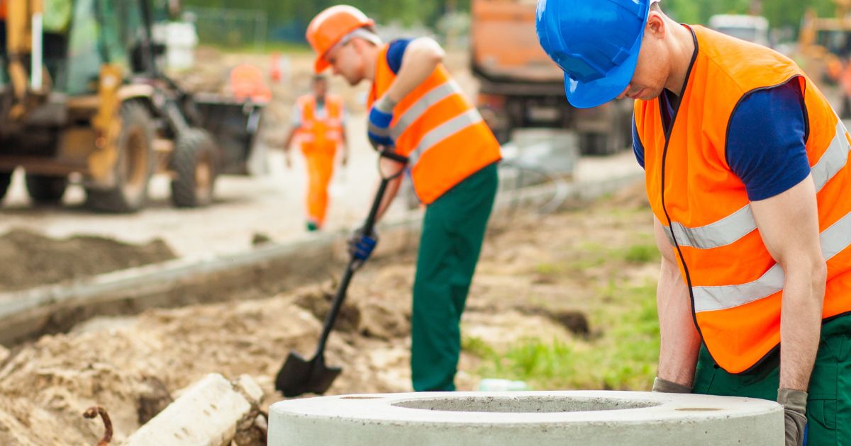 a stock photo of road workers