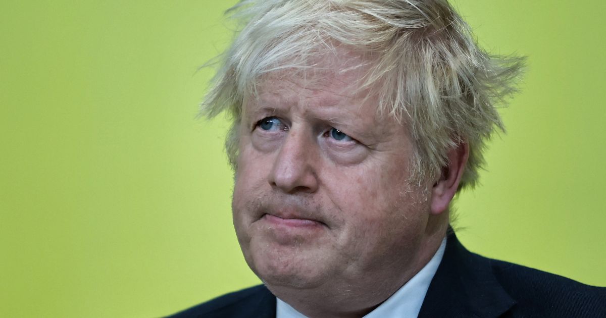 Former U.K. Prime Minister Boris Johnson takes part in a discussion at the meeting of the Yalta European Strategy "Two Years – Stay in the Fight" in Kyiv, Ukraine, on Feb. 24.