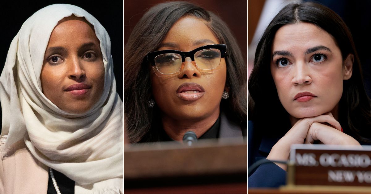 On Friday, 58 House Democrats - including Rep. Ilhan Omar, left; Jasmine Crockett, middle; and Alexandria Ocasio-Cortez - voted against a resolution honoring Charlie Kirk and condemning political violence.