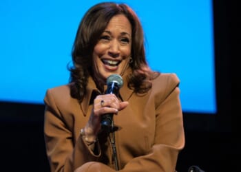 Former Vice President Kamala Harris speaks at the first stop of her book tour for her new book "107 Days" in New York City on Wednesday.