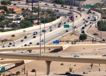 Cars move along the highways in Tucson, Arizona, on Sept. 18, 2025.