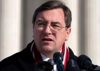Tennessee Attorney General Jonathan Skrmetti talks to reporters outside of the Supreme Court in Washington, D.C., on Dec. 4, 2024.