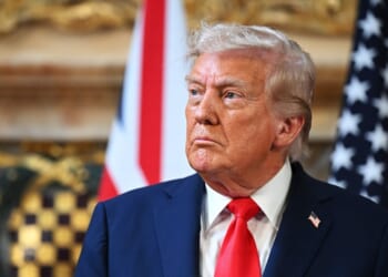 President Donald Trump attends a news conference with UK Prime Minister Keir Starmer in Aylesbury, England, on Sept. 18, 2025.