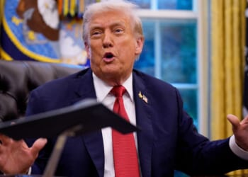 President Donald Trump speaks in the Oval Office of the White House in Washington, D.C., on Thursday.
