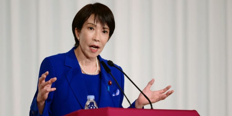 Sanae Takaichi, the newly-elected leader of Japan's ruling party, the Liberal Democratic Party, attends a press conference after the LDP presidential election on Oct. 4, 2025, in Tokyo, Japan.