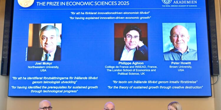 Nobel economics prize goes to three researchers for explaining innovation-driven economic growth