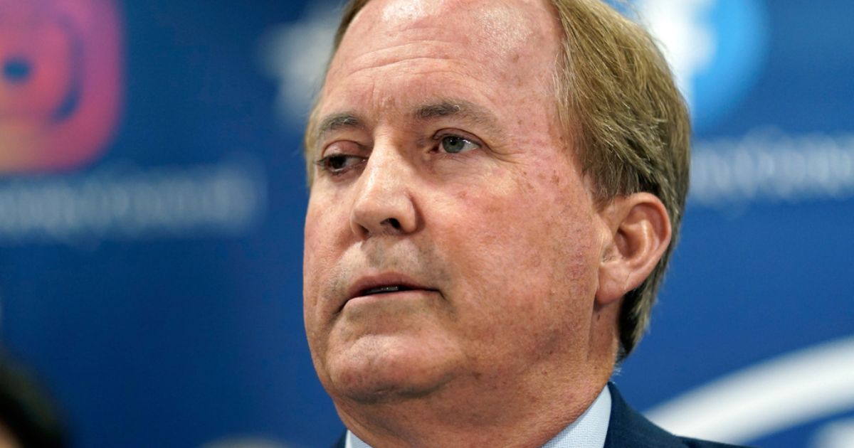 Texas Attorney General Ken Paxton makes a statement at his office in Austin, Texas, on May 26, 2023.