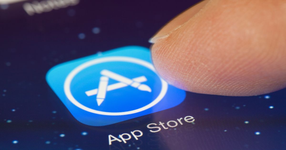 The Apple App Store icon is displayed on an iPad on Sept. 13, 2013.