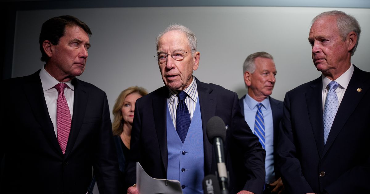 Senate Judiciary Committee Chairman Sen. Chuck Grassley, a Republican from Iowa, speaks to reporters on Capitol Hill on Oct. 6, 2025, in Washington, D.C.