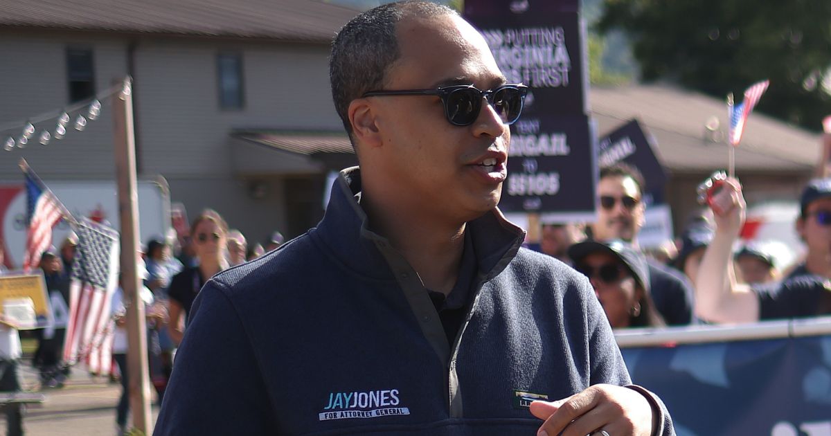 Democratic candidate for Virginia Attorney General Jay Jones marches in the 54th Annual Buena Vista Labor Day Festival parade in Buena Vista, Virginia, on Sept. 1.