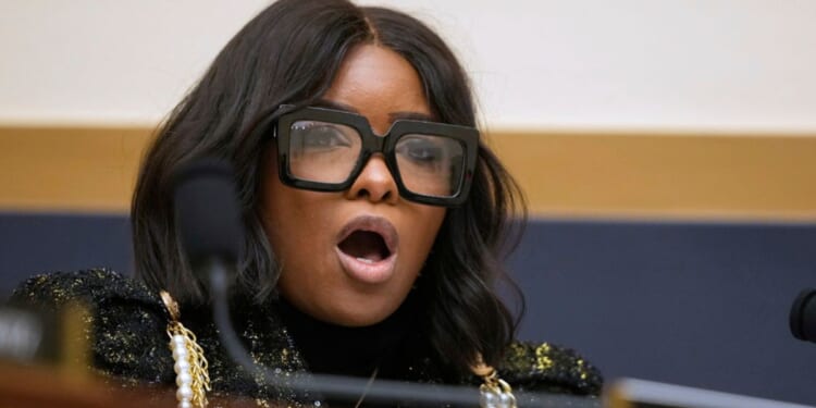 Rep. Jasmine Crockett speaks to FBI Director Kash Patel as he appears before the House Judiciary Committee on Capitol Hill in Washington, D.C., on Sept. 17.