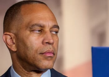 House Minority Leader Hakeem Jeffires participates in a news conference on Capitol Hill in Washington, D.C., on Wednesday.