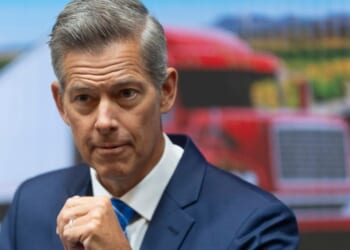 Transportation Secretary Sean Duffy speaks during a news conference on Aug. 26 at the U.S. Department of Transportation headquarters in Washington D.C., announcing formal action against three states for failing to enforce federal English Language Proficiency requirements for commercial motor vehicle drivers.