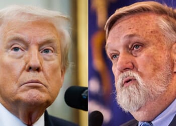 Pastor Doug Wilson, right, wrote an open letter to President Donald Trump, left, after the president made comments about not being able to get into Heaven.
