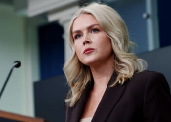 White House press secretary Karoline Leavitt, seen in an Oct. 6 photo, responded Friday to a verbal attack by House Minority Leader Hakeem Jeffries.