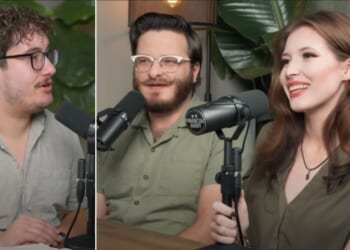 "Financial Audit" podcast host Caleb Hammer, left, was brutally honest with the couple, who introduced themselves as 28-year-old Steve and 27-year-old Savannah, who said she hates, "like, literally everything about America."
