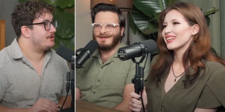 "Financial Audit" podcast host Caleb Hammer, left, was brutally honest with the couple, who introduced themselves as 28-year-old Steve and 27-year-old Savannah, who said she hates, "like, literally everything about America."