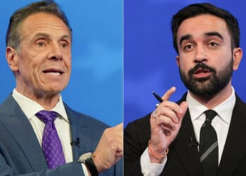 During the final New York City mayoral debate on Thursday, Democratic candidate Zohran Mamdani, right, attacked independent Andrew Cuomo, left, for not visiting any mosques until last month.