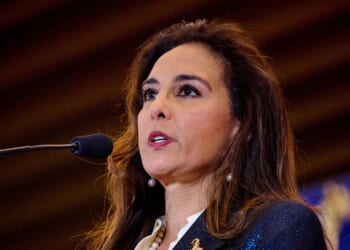 Harmeet Dhillon speaks at the National Conservative Convention in Washington, D.C., on Sept. 2, 2025.