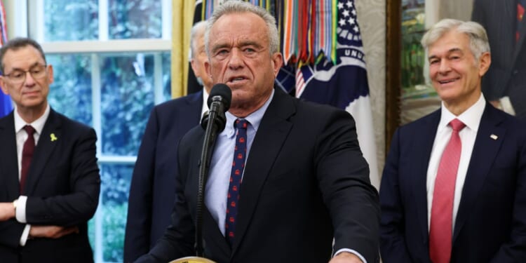 Secretary of Health and Human Services Robert F. Kennedy Jr. speaks after President Donald Trump announced a deal with Pfizer to lower Medicaid drug prices in the Oval Office of the White House on Sept. 30, 2025, in Washington, D.C.