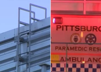 A videographer fell about 50 feet from a scoreboard Saturday night, sustaining critical injuries.