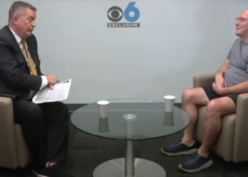 Greg Floyd of WRGB-TV, a CBS outlet in Albany, New York, interviewed Lorenz Kraus, right, who confessed on camera to killing his parents, Franz and Theresia Kraus.